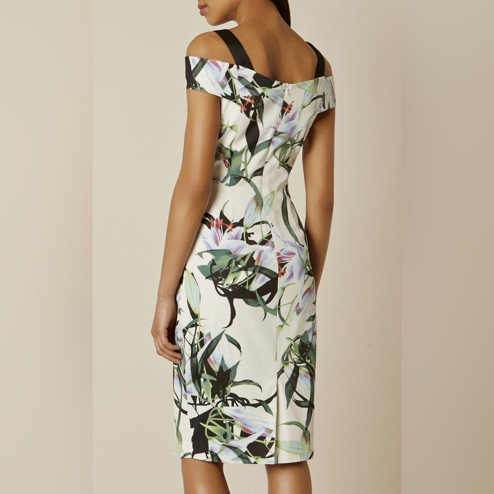 Karen Millen Lily Print Pencil Midi Dress Size 4 - Picture 2 of 13